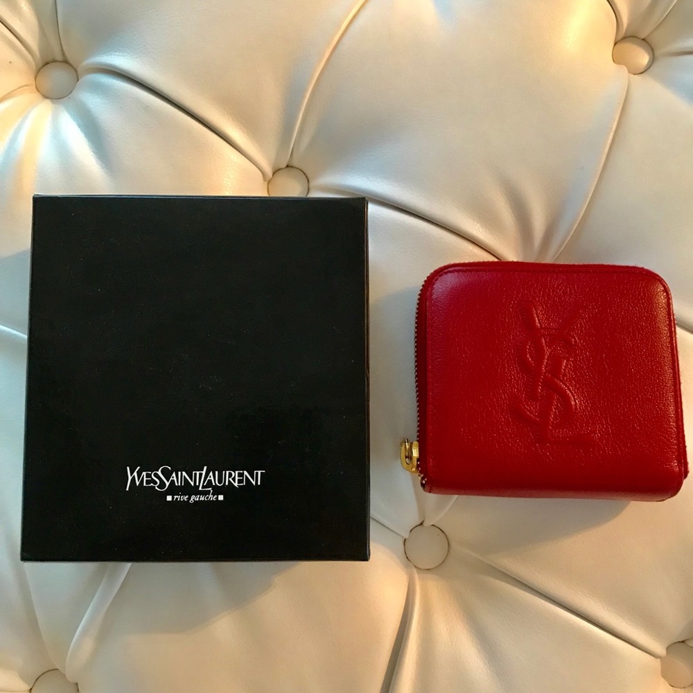Authentic YSL red wallet-cash, credit card , coins